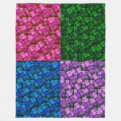 Green Pink Blue Paars Tartan Patchwork Design, Fleece Deken (Voorkant)