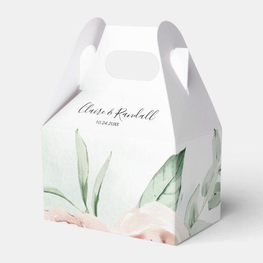 Green Pink Blush Floral White Wedding Bedankdoosjes (Voorkant Zijde)