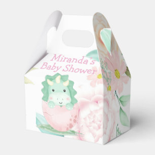 Green Pink Cute Dinosaur Peony Baby shower Bedankdoosjes