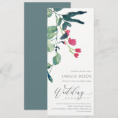GREEN PINK EUCALYPTUS FOLIAGE BUNCH WEDDING KAART (Voorkant / Achterkant)