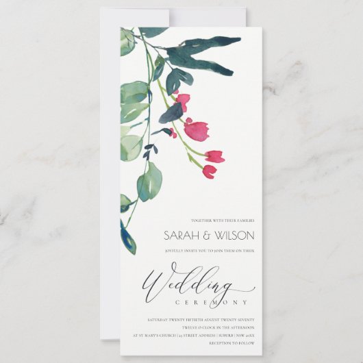 GREEN PINK EUCALYPTUS FOLIAGE BUNCH WEDDING KAART (Voorkant)