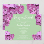 Green & Pink Floral Baby Shower Invitation (Devant / Derrière)