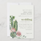 GREEN PINK FLORAL DESERT CACTI FOLIAGE WEDDING KAART (Voorkant)