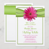 Green Pink Gerbera Daisy Bridal Shower Kaart (Voorkant / Achterkant)