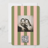 Green Pink Hand drawn Striped Wedding  Kaart (Achterkant)