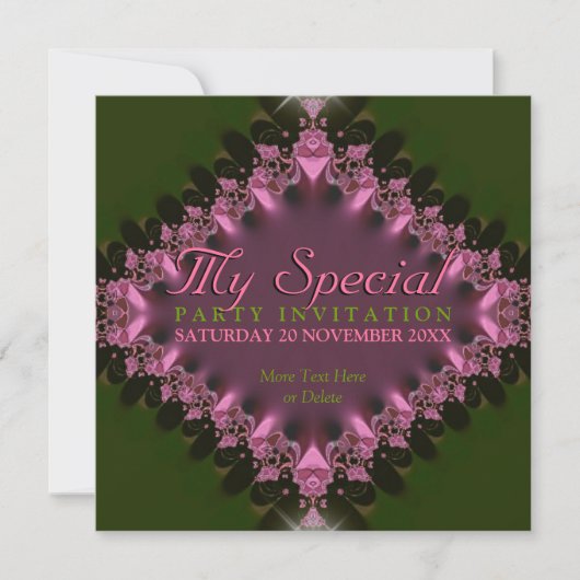 Green Pink Lace Special Event Party Invitation (Devant)