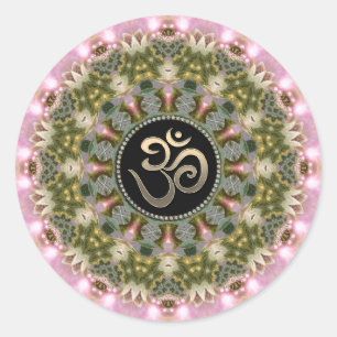 Green Pink Om Mandala Sticker