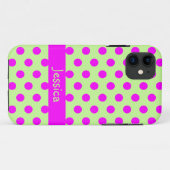 Green Pink Polka Dots Pattern Girly Name Case-Mate iPhone Case (Achterkant (horizontaal))