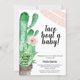 Green Pink Taco Bout A Baby baby shower Kaart