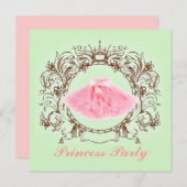 Green Pink Tutu Princess Invitation de fête d'anni (Devant / Derrière)