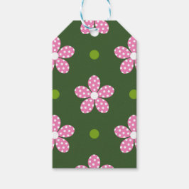 GREEN PINK WHITE DAISY FLOWERS CADEAULABEL