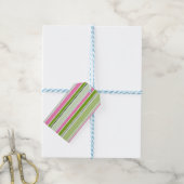 GREEN PINK WHITE STRIPES CADEAULABEL (Met Touw)