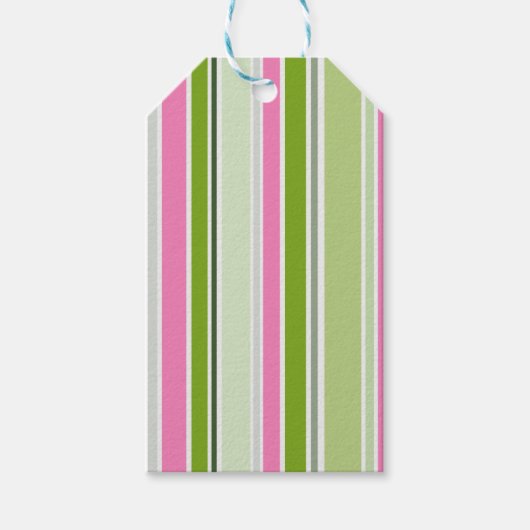 GREEN PINK WHITE STRIPES CADEAULABEL (Voorkant)