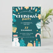Green Pink Yellow Funny Fête de Noël Invitation (Debout devant)