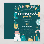 Green Pink Yellow Funny Fête de Noël Invitation (Devant / Derrière)