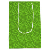 Green Pixel Pattern Retro 8-Bit Gaming Medium Cadeauzakje (Achterkant)