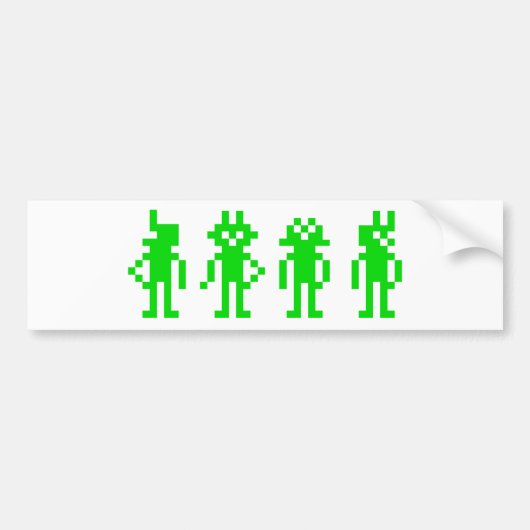 Green pixel robots bumpersticker (Voorkant)