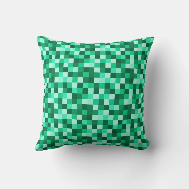 Green Pixels Minecraft Inspired Print Throw Pillow Kussen (Achterkant)