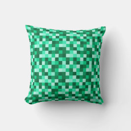 Green Pixels Minecraft Inspired Print Throw Pillow Kussen