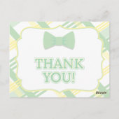 Green Plaid Baby shower Dank u kaarten (Achterkant)