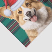 Green Plaid Christmas Pembroke Welsh Corgi Dog Tissuepapier (Detail)