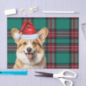 Green Plaid Christmas Pembroke Welsh Corgi Dog Tissuepapier (Craft)