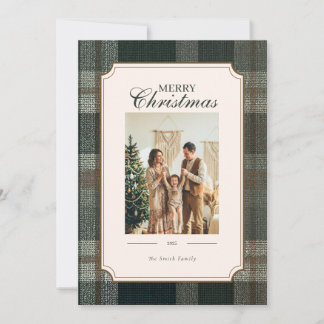 Green Plaid Christmas Two Photo Holiday Card Feestdagenkaart