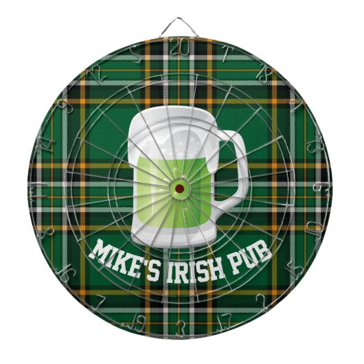 Green Plaid en Bier Custom Dart Board Dartbord (Voorkant)