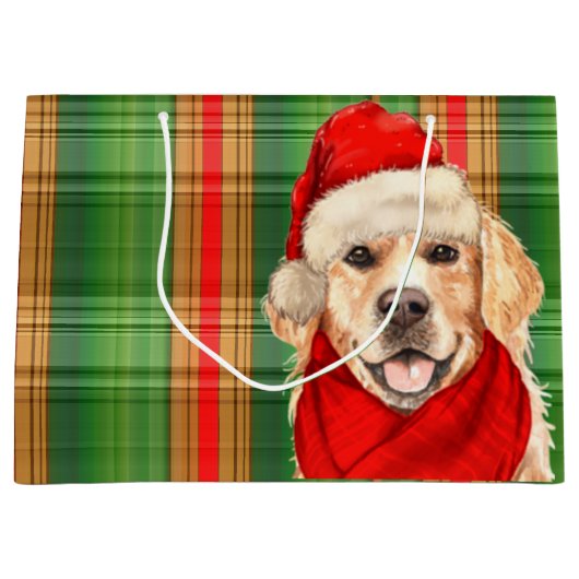 Green Plaid en Golden Retriever Hondenliefhebber V Groot Cadeauzakje (Voorkant)