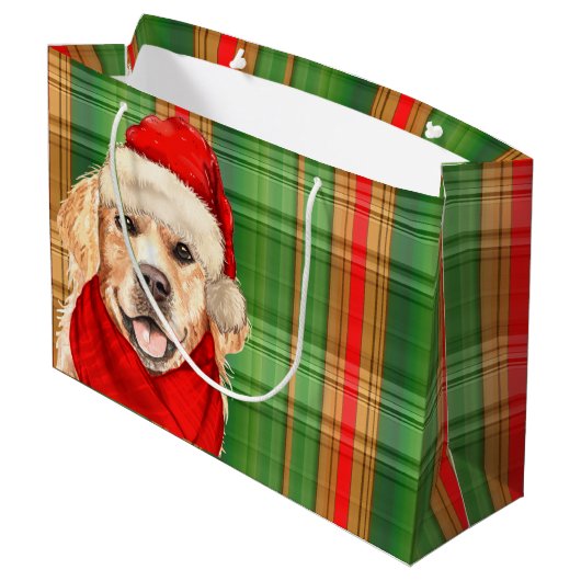 Green Plaid en Golden Retriever Hondenliefhebber V Groot Cadeauzakje (Achterkant Gekanteld)