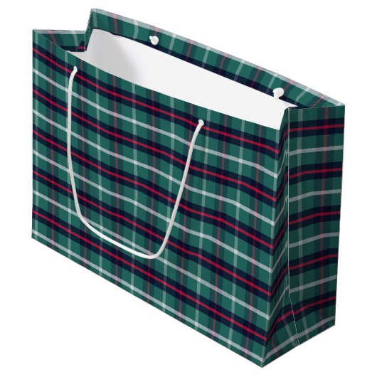 Green Plaid Gift Bag Groot Cadeauzakje (Voorkant Gekanteld)