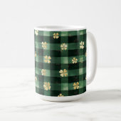 Green Plaid Gold Shamrocks St. Patrick's Day Koffiemok (Voorkant rechts)