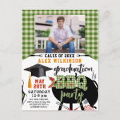 Green Plaid Graduation BBQ Party Photo Invitation (Devant)