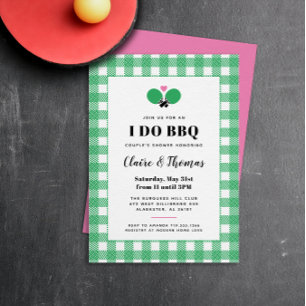 Green Plaid I Do BBQ Pickleball Invitation