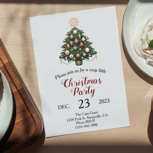 Green Plaid Invitation de Noël Hygge Scandinavie