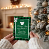 Green Plaid Merry Little Baby Shower Invitation