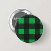 Green plaid pattern ronde button 5,7 cm (Voorkant /achterkant)