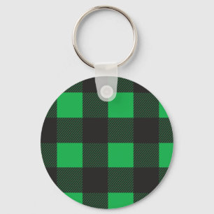 Green plaid pattern sleutelhanger