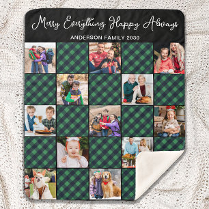 Green Plaid Personnalisé 13 Photo Holiday Quilt