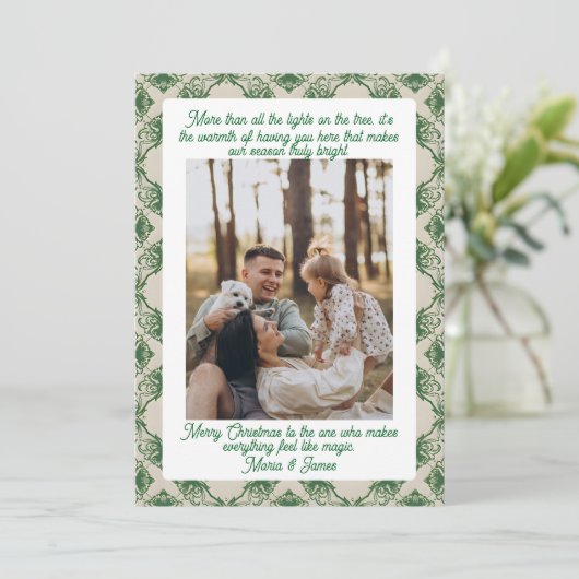 Green Plaid Portrait Photo Christmas Holiday Card Feestdagenkaart (Staand voorkant)