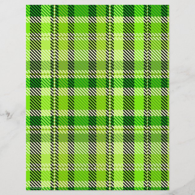 Green Plaid Scrapbook Paper 2-Sided Page (Dos)
