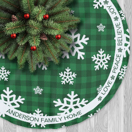 Green Plaid Sneeuwvlok Feestelijke Woorden Kerstmi Kerstboom Rok