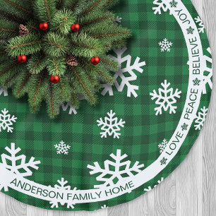 Green Plaid Sneeuwvlok Feestelijke Woorden Kerstmi Kerstboom Rok