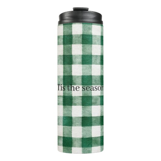 Green Plaid Stripes Christmas Thermosbeker (Voorkant)