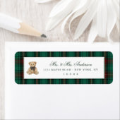 Green Plaid Teddy Bear Christmas Etiket (Insitu)