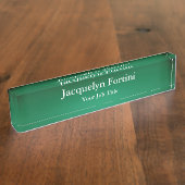 Green Plain Elegant Modern Minimalist Naambordje (Zijkant)