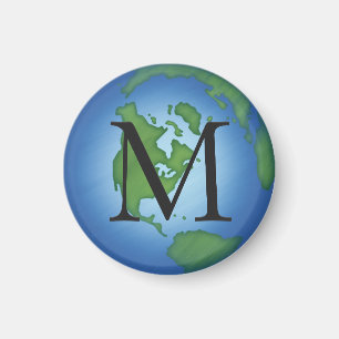 Green Planet Earth Environmental Monogramed Magneet