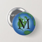 Green Planet Earth Environmental Monogramed Ronde Button 5,7 Cm (Voorkant /achterkant)