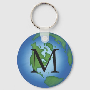 Green Planet Earth Environmental Monogramed Sleutelhanger