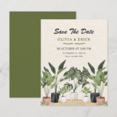 Green plants wedding save the date (Voorkant / Achterkant)